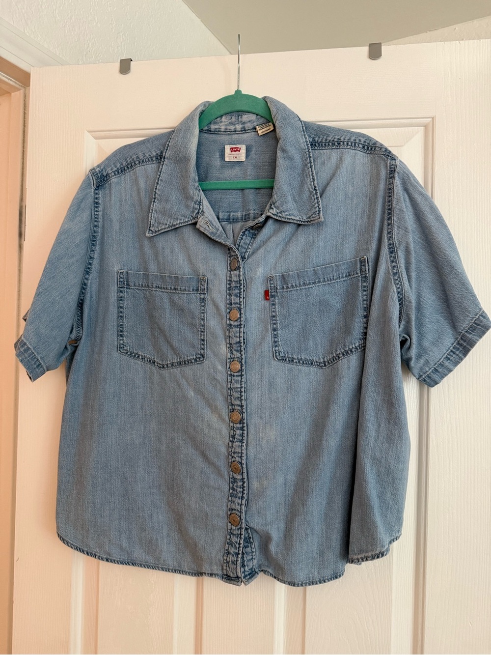 Levi's Light Blue short sleeve Denim Shirt with Red Logo Tag